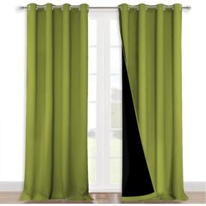imageNICETOWN 100 Blackout Curtains for Windows Pack of 2 Fresh Green 52 W x 102 L Super HeavyDuty Black Lined Total Darkness Drapes for Bedroom Privacy Assured Window Treatment for Patio