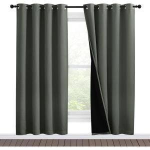 imageNICETOWN 100 Blackout Window Curtain Panels Full Light Blocking Drapes with Black Liner for Nursery 78inch Drop Thermal Insulated Draperies Dark Mallard 2 Pieces 55inch Wide Per Panel