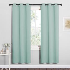 imageNICETOWN Bedroom Curtain Panels Blackout Draperies Thermal Insulated Solid Grommet Blackout CurtainsDrapes Aqua One Pair 34 by 72inch
