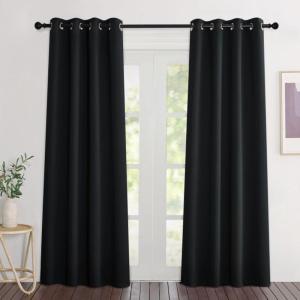 imageNICETOWN Black Blackout Curtains 84 inch Length 2 Panels Grommet Thermal Insulated Window Treatments Light amp Sound Reducing Drapes for Living RoomBedroom W46 x L84