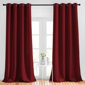 imageNICETOWN Blackout Burgundy Red Curtains 102 inches Long 2 Panels Grommet Thermal Curtains Light Blinds Room Darkening Window Treatments for Bedroom 2 Panels W52 x L102