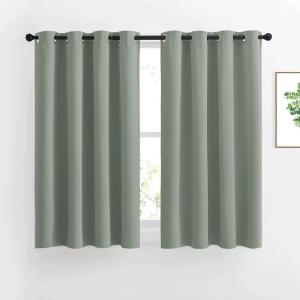 imageNICETOWN Blackout Curtains 54 inch Length for Bedroom  Grommet Thermal Insulated Solid Window Curtains for Kids RoomHome Office Sage Green W52 x L54 Set of 2