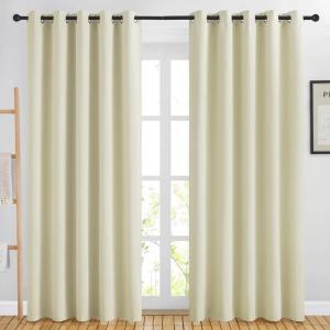 imageNICETOWN Blackout Curtains amp Drapes 84 inch Long  Grommet Window Treatment Thermal Insulated Solid Grommet Blackout Curtains for BedroomLiving Room Beige Set of 2 W66 x L84