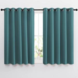 imageNICETOWN Blackout Curtains for Kids Room  Triple Weave Microfiber Home Thermal Insulated Solid Ring Top Blackout PanelsDrapes for BedroomSea Teal Set of 2 66 x 54 Inch