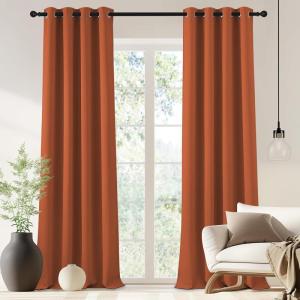 imageNICETOWN Blackout Drapery Curtain Panel 90 inches Long  Window Treatment Thermal Insulated Grommet Blackout CurtainDrape for Bedroom Living Room Burnt Orange 1 Panel 46 by 90 inches