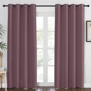imageNICETOWN Blackout Dry Rose Curtain 84 inches Long for Bedroom  Thermal Insulated Grommet Room Darkening Window Treatment Sound Dampening Drape for Living Room W52 x L84 1 Panel