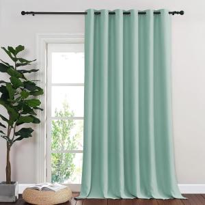 imageNICETOWN Blackout Room Divider Curtains for Sliding Glass Doors 102 Inches Long 1 Panel Extra Wide Curtains for Doorway Patio Bedroom Living Room Aqua Blue 80Wx102L 1 Panel