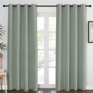 imageNICETOWN Blackout Sage Green Curtain 84 inch Length for Bedroom  Thermal Insulated Grommet Room Darkening Window Drape Sound Dampening for Living Room W52 x L84 1 Panel