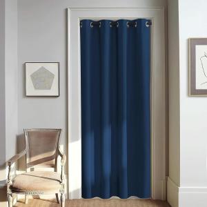 imageNICETOWN Door Curtain for Closet Doors 80 Inches Long 1 Panel Blackout Doorway Curtain for Open Closet Bedroom Room Divider Living Room for Privacy Moroccan Blue 1 Panel 46W x 80L