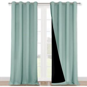 imageNICETOWN Full Shading Curtains 90 inches Long 2 Panels Set for Windows Super HeavyDuty Black Lined Blackout Curtains for Bedroom Privacy Assured Window Treatment Aqua Blue Pack of 2 52 inches W