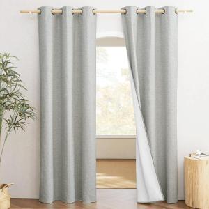 imageNICETOWN Grey Noise and Lights Block Out Curtains 2 Panels 42inch W by 90inch L Thermal Insulated 100 Blackout 2Layer Lined Drapes Noise Cancellation Window Draperies for Dining Room