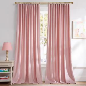 imageNICETOWN Grey Velvet Curtains Panels 84 inch Long Gothic Decor for Living Room Heavy Soft and Elegant Room Darkening Blackout Drapes Back Tab with Pleat 52 Wide 2 Panel Per PackBlush Pink