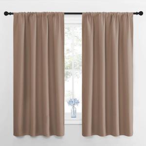 imageNICETOWN Kids Blackout Curtain Panels  Window Treatment Thermal Insulated Solid Rod Pocket CurtainsDrapes for Bedroom Set of 2 Panels 42 by 63 Inch Cappuccino