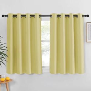 imageNICETOWN Kitchen Short Blackout Curtain and Drape  Thermal Insulated Solid Grommet Blackout Panel for Patio Bedroom Living Room Single Panel 52 inches by 45 inches Paler Yellow