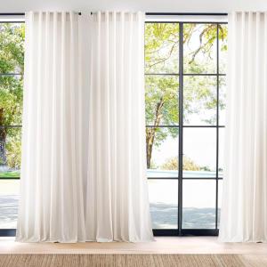 imageNICETOWN Linen Curtains Back Tab 90 Inch Long 2 Panels Set for Living Room 42 Wide Thick Flax Linen Blend Privacy Window Drapes Rod Pocket amp Back Tab with Light Filtering for BedroomCream