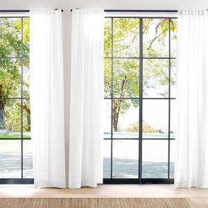 imageNICETOWN Linen Curtains Back Tab 90 Inch Long 2 Panels Set for Living Room 42 Wide Thick Flax Linen Blend Privacy Window Drapes Rod Pocket amp Back Tab with Light Filtering for BedroomWhite