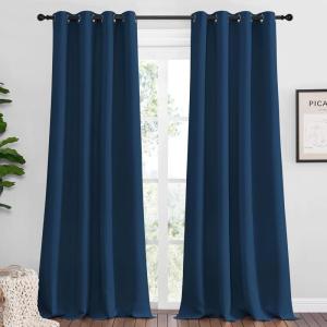 imageNICETOWN Moroccan Blue Blackout Curtains 90 Long for Office Dining Room Guest Room Sound Reducing Heat and Cold Block Curtain Panels for Modern Room Decorative 55 Wide 2 Pieces