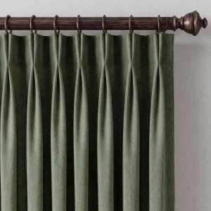 imageNICETOWN Pinch Pleated Linen Blend Curtains 84 inches Long 2 Panels Set Semi Sheer Privacy with Light Filtering Window Treatments Home Decor for BedroomLiving Room Ivory W40 x L84Forest Green