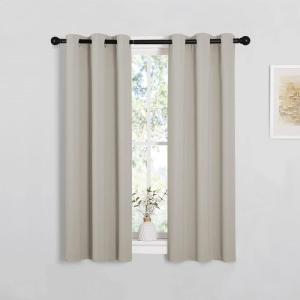 imageNICETOWN Room Darkening Curtain Panels for Living Room Thermal Insulated Grommet Room Darkening DraperiesDrapes for Window Natural 2 Panels W29 x L45 Inch