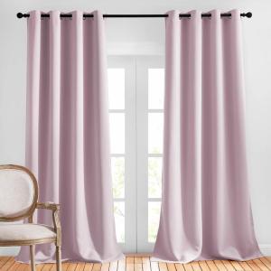 imageNICETOWN Room Darkening Curtains amp Drapes for Living Room  Grommet Window Treatment Thermal Insulated Solid Sound Reducing Drapes for Bedroom Baby Pink Set of 2 W52 x L90