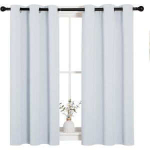 imageNICETOWN Room Darkening Draperies Curtains Panels Window Treatment Thermal Insulated Grommet Room Darkening CurtainsDrapes for Bedroom Greyish White 2 Panels 34 by 45