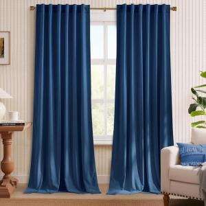 imageNICETOWN Sage Green Velvet Curtains Long Drapes Living Room Office Luxury Bedroom Room Darkening Velvet Curtains Rod Pocket Velvet Curtains 84 Long 52 inches Wide Set of 2Navy Blue