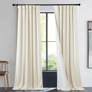imageNICETOWN Sage Green Velvet Curtains Long Drapes Living Room Office Luxury Bedroom Room Darkening Velvet Curtains Rod Pocket Velvet Curtains 84 Long 52 inches Wide Set of 22 Layers Ivory White