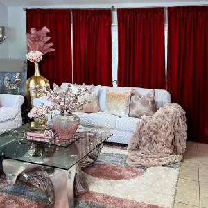 imageNICETOWN Sage Green Velvet Curtains Long Drapes Living Room Office Luxury Bedroom Room Darkening Velvet Curtains Rod Pocket Velvet Curtains 84 Long 52 inches Wide Set of 2Christmas Red