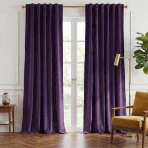 imageNICETOWN Sage Green Velvet Curtains Long Drapes Living Room Office Luxury Bedroom Room Darkening Velvet Curtains Rod Pocket Velvet Curtains 84 Long 52 inches Wide Set of 2Purple