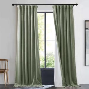 imageNICETOWN Sage Green Velvet Curtains Long Drapes Living Room Office Luxury Bedroom Room Darkening Velvet Curtains Rod Pocket Velvet Curtains 84 Long 52 inches Wide Set of 22 Layers Sage Green