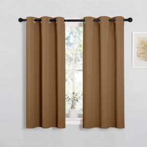 imageNICETOWN Sleek Blackout Curtains 45 inches Length for Small Windows Noise Reducing and Block Draft Panels for Door Doorway Laundry Office Luxury Decor Theme 2 Panels Gold Brown W34 x L45 Inch