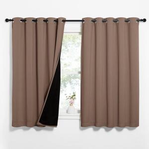 imageNICETOWN Total Blackout Panels for Nursery Super Soft Heavy Duty and Thick Window Treatment Curtains 63 inches Long with Black Lined for Basement 1 Pair Cappuccino 62 inches Wide Each Panel