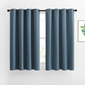 imageNICETOWN Window Curtains Blackout Drapes  Smoky Blue Energy Saving Blackout Draperies for BedroomLiving Room 2 Panels 52 inches Wide by 45 inches Long