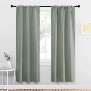 imageNICETOWN Window Curtains Blackout Drapes  Thermal Insulated Solid Rod Pocket Blackout CurtainsDraperies for Living Room Greyish Green One Pair 34 by 72Inch