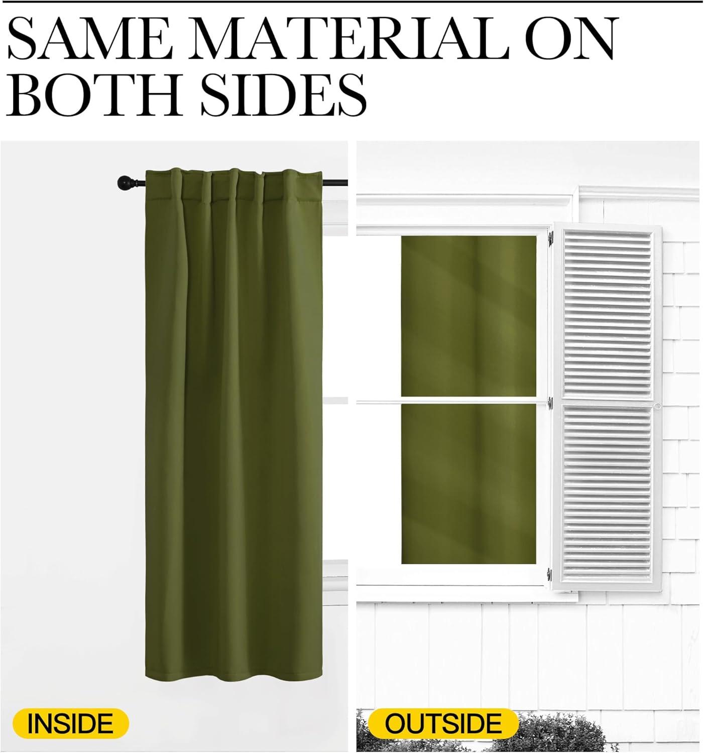 imageNICETOWN Living Room Blackout Draperies Curtains  Olive Green Color W70 x L72 2 Panels Home Decoration Window Blackout Drape Panels for Patio Door