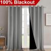 imageNICETOWN 100 Blackout Blinds Laundry Room Decor Window Treatment Curtains for Large Patio Sliding Door Thermal Insulated Silver Grey Curtains for Bedroom Set of 2 52 inches x 108 inches