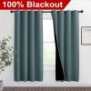 imageNICETOWN 100 Blackout Window Curtain Panels Full Light Blocking Drapes with Black Liner for Nursery 72inch Drop Thermal Insulated Draperies Greyish Blue 2 Pieces 46inch Wide Per Panel