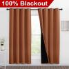imageNICETOWN 100 Blackout Window Curtain Panels Full Light Blocking Drapes with Black Liner for Nursery 78inch Drop Thermal Insulated Draperies Burnt Orange 2 Pieces 55inch Wide Per Panel