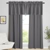 imageNICETOWN Basement Window Christmas 16 Inch Length Rod Pocket Small Blackout Valances for Living Room Christmas Decor Bedroom RV Camper Bathroom Windows 1 Pair 42 inches Wide per Panel Sage GreenGrey