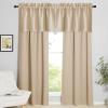 imageNICETOWN Basement Window Christmas 16 Inch Length Rod Pocket Small Blackout Valances for Living Room Christmas Decor Bedroom RV Camper Bathroom Windows 1 Pair 42 inches Wide per Panel Sage GreenBiscotti Beige