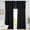 imageNICETOWN Basement Window Christmas 16 Inch Length Rod Pocket Small Blackout Valances for Living Room Christmas Decor Bedroom RV Camper Bathroom Windows 1 Pair 42 inches Wide per Panel Sage GreenBlack