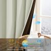 imageNICETOWN Blackout Curtains for Living Room W52 x L63 1 Pair Floral Printed Thermal Curtains Privacy Protection Elegant Botanicals Drapes Ivory Brown Window Treatment for FarmhouseLight Beige
