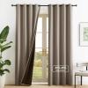 imageNICETOWN Blackout Curtains for Living Room W52 x L63 1 Pair Floral Printed Thermal Curtains Privacy Protection Elegant Botanicals Drapes Ivory Brown Window Treatment for FarmhouseCappuccino