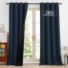 imageNICETOWN Blackout Curtains for Living Room W52 x L63 1 Pair Floral Printed Thermal Curtains Privacy Protection Elegant Botanicals Drapes Ivory Brown Window Treatment for FarmhouseNavy