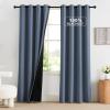 imageNICETOWN Blackout Curtains for Living Room W52 x L63 1 Pair Floral Printed Thermal Curtains Privacy Protection Elegant Botanicals Drapes Ivory Brown Window Treatment for FarmhouseStone Blue