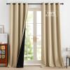 imageNICETOWN Blackout Curtains for Living Room W52 x L63 1 Pair Floral Printed Thermal Curtains Privacy Protection Elegant Botanicals Drapes Ivory Brown Window Treatment for FarmhouseBiscotti Beige