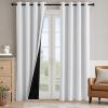 imageNICETOWN Blackout Curtains for Living Room W52 x L63 1 Pair Floral Printed Thermal Curtains Privacy Protection Elegant Botanicals Drapes Ivory Brown Window Treatment for FarmhouseGreyish White