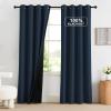 imageNICETOWN Blackout Curtains for Living Room W52 x L63 1 Pair Floral Printed Thermal Curtains Privacy Protection Elegant Botanicals Drapes Ivory Brown Window Treatment for FarmhouseNavy