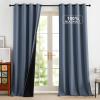 imageNICETOWN Blackout Curtains for Living Room W52 x L63 1 Pair Floral Printed Thermal Curtains Privacy Protection Elegant Botanicals Drapes Ivory Brown Window Treatment for FarmhouseStone Blue
