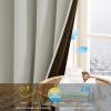 imageNICETOWN Blackout Curtains for Living Room W52 x L63 1 Pair Floral Printed Thermal Curtains Privacy Protection Elegant Botanicals Drapes Ivory Brown Window Treatment for FarmhouseSand